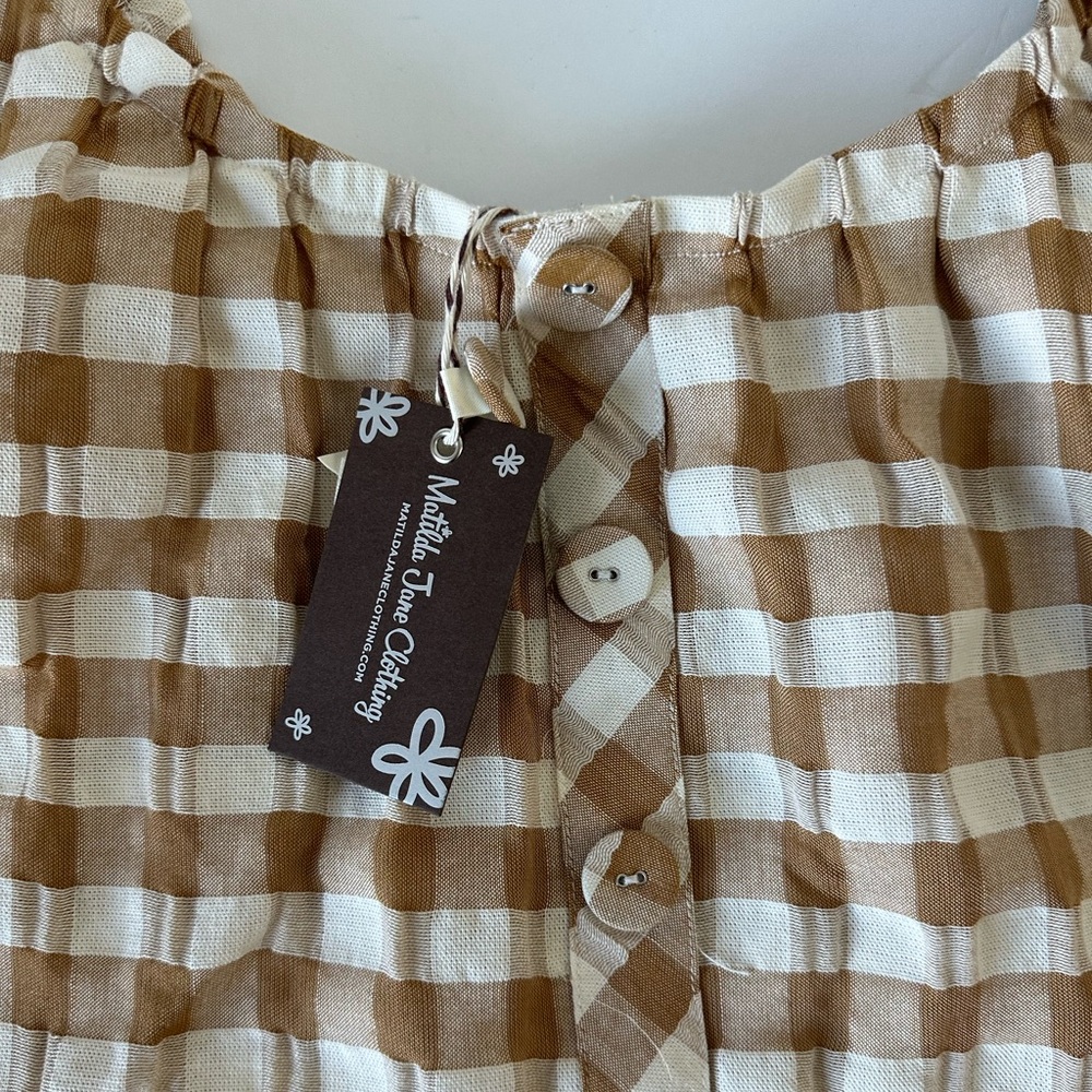 NWT Small Matilda Jane Annabelle Plaid Off Shoulder Blouse Gingham - Picture 5 of 12